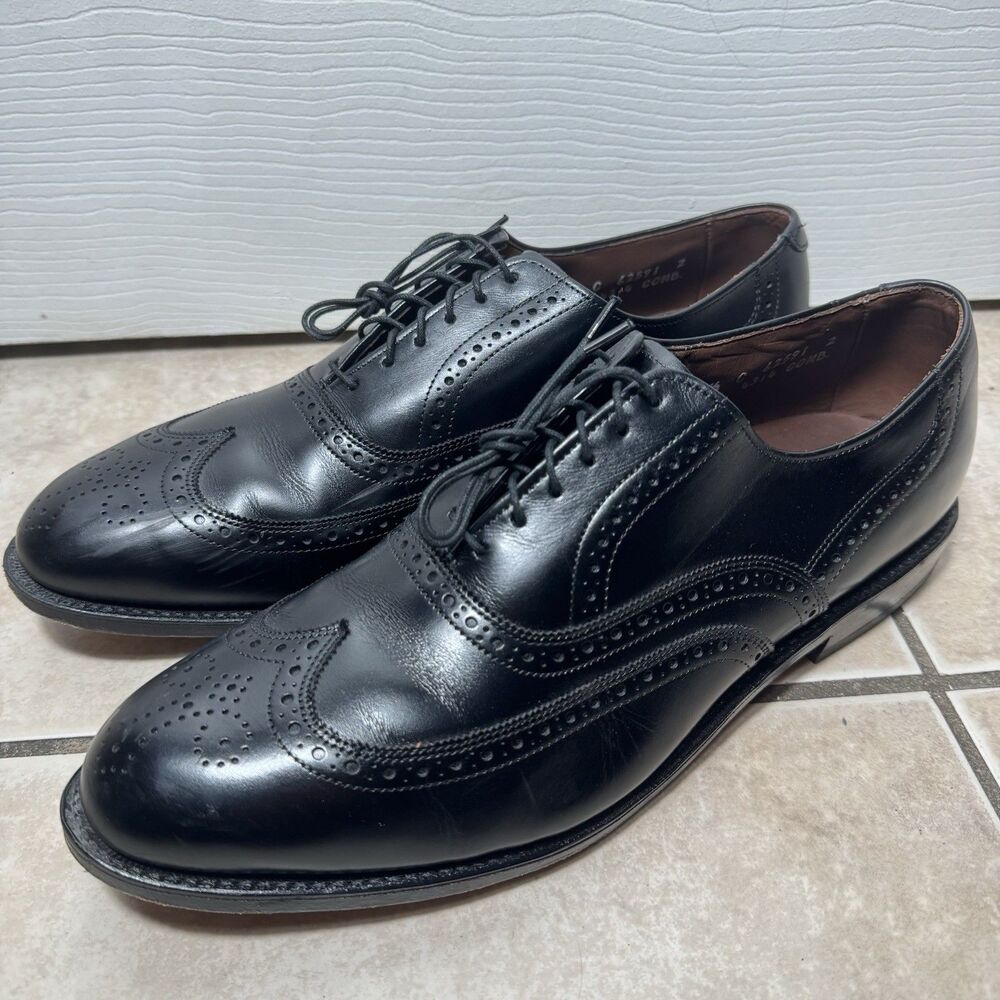 Allen Edmonds Chester Men’s 10.5 C Black Leather Wingtip Oxford Brogue Shoes USA